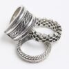 3 Pack Black Chain Woven Rings
