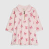 Baby Girls Pink Bow Print Ribbed Dress