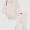 Baby Girls Pink Heart Bodysuit Set