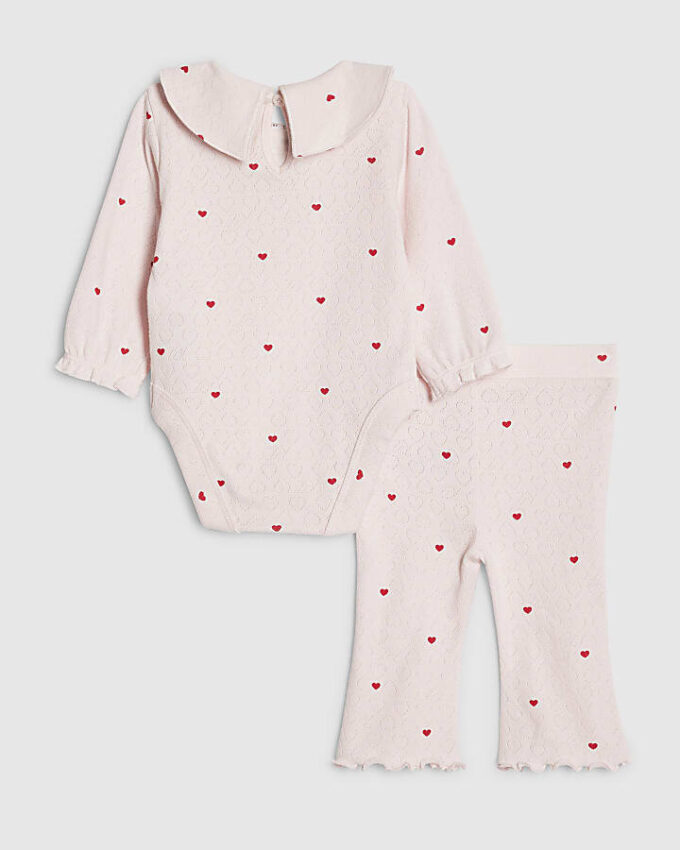 Baby Girls Pink Heart Bodysuit Set