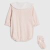 Baby Girls Pink Rose Bodysuit And Socks Set