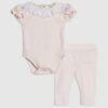 Baby Girls Pink Rosette Bodysuit Set