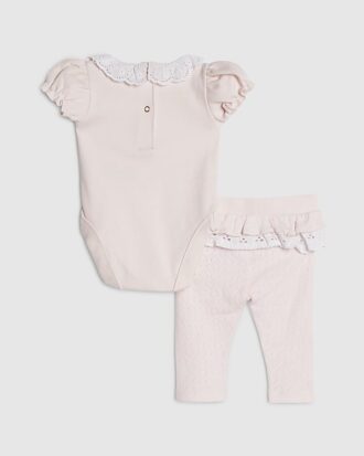 Baby Girls Pink Rosette Bodysuit Set
