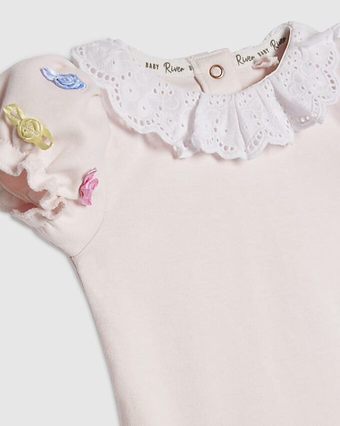 Baby Girls Pink Rosette Bodysuit Set