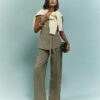 Beige Asymmetric Belted Waistcoat