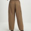 Beige Barrel Leg Cargo Trousers
