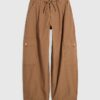 Beige Barrel Leg Cargo Trousers