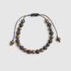 Beige Beaded Tigers Eye Pull Bracelet