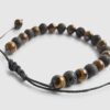 Beige Beaded Tigers Eye Pull Bracelet