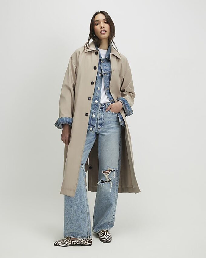 Beige Belted Trench Coat