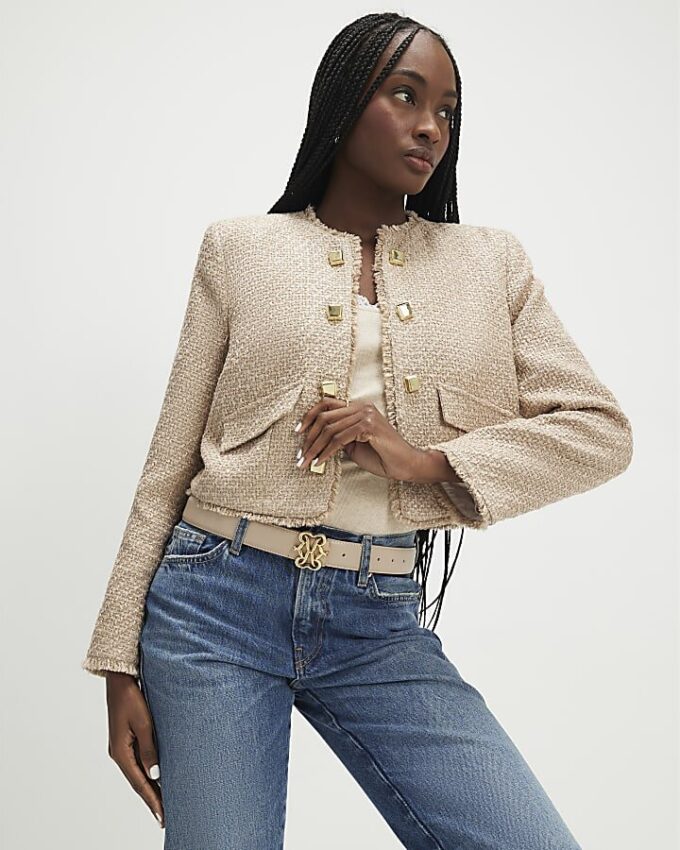 Beige Boucle Trophy Jacket