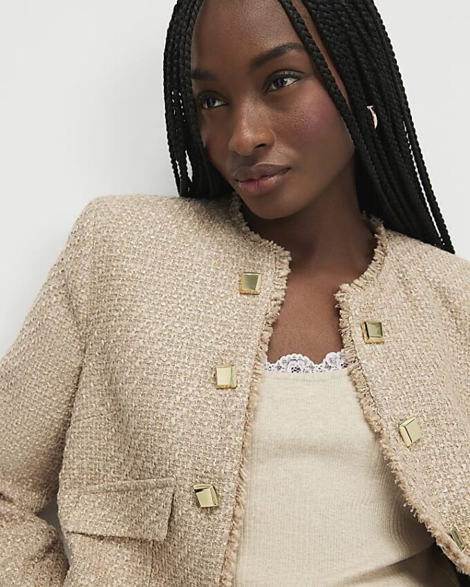 Beige Boucle Trophy Jacket