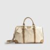 Beige Buckled Monogram Barrell Bag