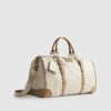 Beige Buckled Monogram Barrell Bag