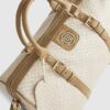 Beige Buckled Monogram Barrell Bag
