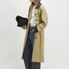 Beige Cocoon Sleeve Collar Trench Coat