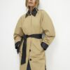 Beige Cocoon Sleeve Collar Trench Coat