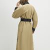 Beige Cocoon Sleeve Collar Trench Coat