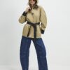 Beige Cocoon Sleeve Short Trench Coat