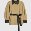 Beige Cocoon Sleeve Short Trench Coat