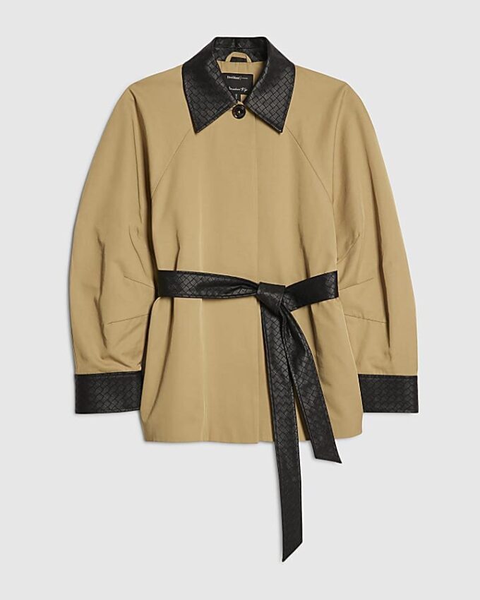 Beige Cocoon Sleeve Short Trench Coat