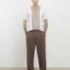 Beige Colour Blocked Stripe Polo Shirt