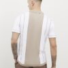 Beige Colour Blocked Stripe Polo Shirt