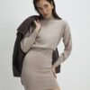 Beige Corset Detail Jumper Dress
