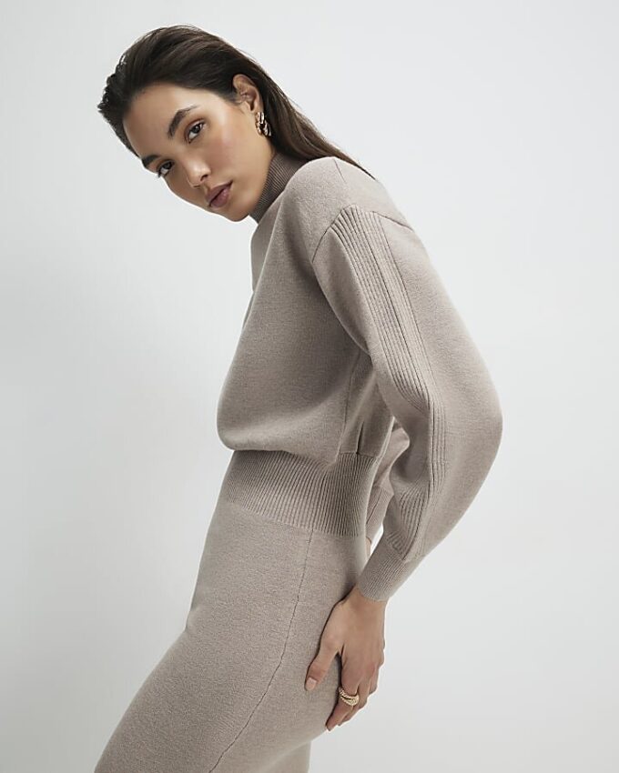Beige Corset Detail Jumper Dress