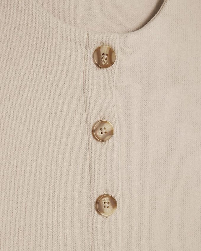 Beige Cosy Button Through Cardigan