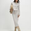 Beige Cosy Long Sleeve Bubble Hem Ribbed Top