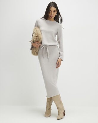 Beige Cosy Long Sleeve Bubble Hem Ribbed Top