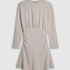 Beige Cosy Long Sleeve Ruched Mini Dress