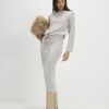 Beige Cosy Ribbed Midi Skirt