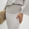 Beige Cosy Ribbed Midi Skirt