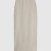 Beige Cosy Ribbed Midi Skirt