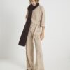 Beige Cosy Ribbed Wide Leg Trousers