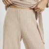 Beige Cosy Ribbed Wide Leg Trousers