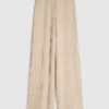Beige Cosy Ribbed Wide Leg Trousers