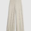 Beige Cosy Wide Leg Ribbed Trousers