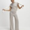 Beige Cosy Wide Leg Trousers