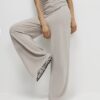 Beige Cosy Wide Leg Trousers