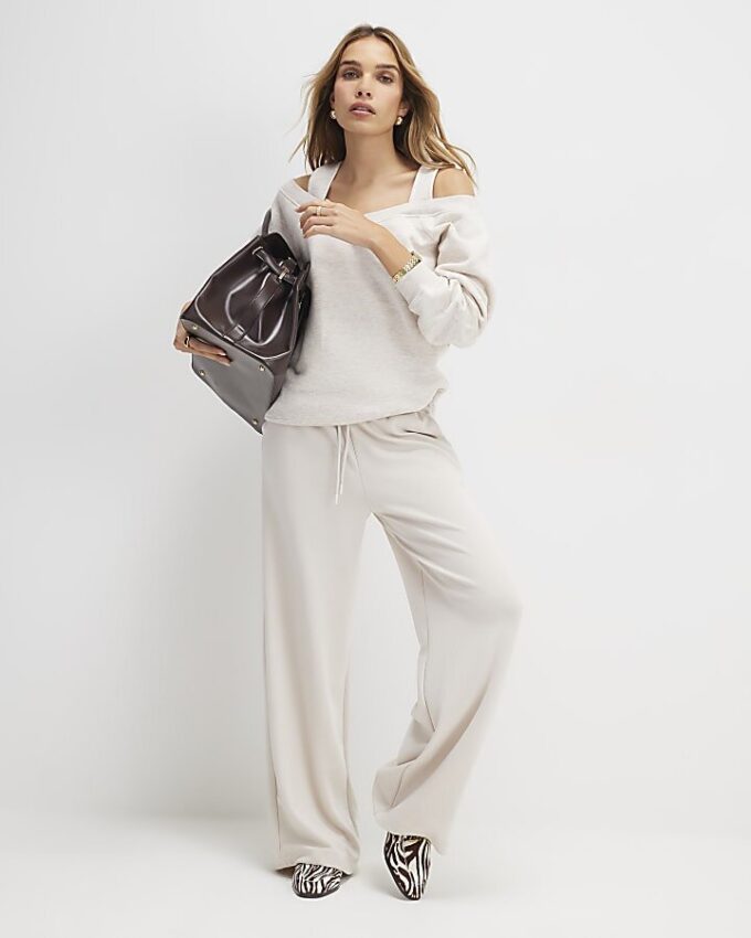 Beige Cut Away Sweatshirt
