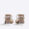 Beige Diamante Double Strap Heeled Mules