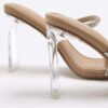 Beige Diamante Double Strap Heeled Mules