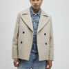 Beige Double Breasted Peacoat