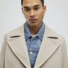 Beige Double Breasted Peacoat
