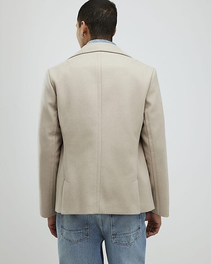 Beige Double Breasted Peacoat