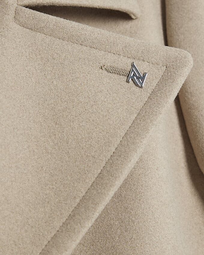 Beige Double Breasted Peacoat
