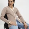 Beige Double Layer Cardigan